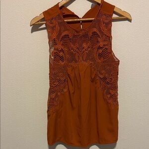 Chelsea28 Burnt Orange Lace Detail Sleeveless Top